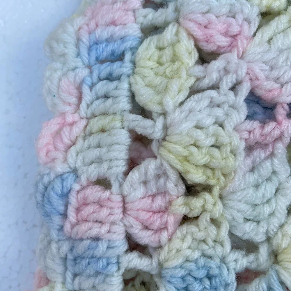 50” x 50” VTG handmade crocheted throw blanket Kids